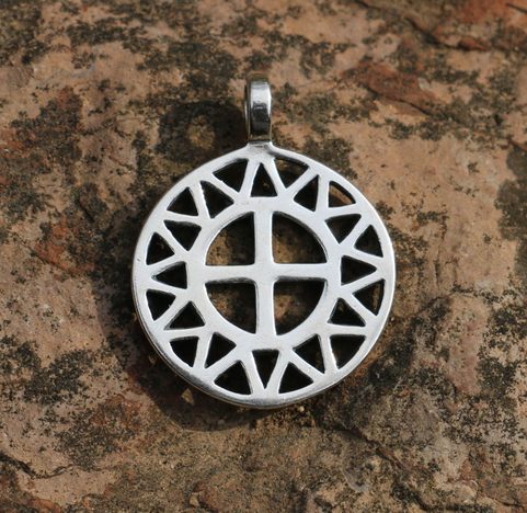 SUN AND CROSS, SILVER PENDANT