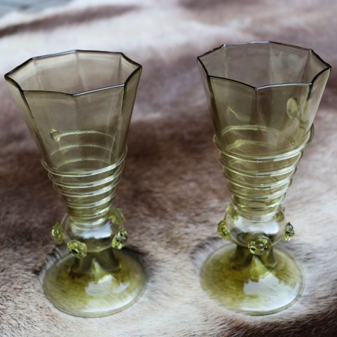 OCTAGON - RENAISSANCE GREEN FOREST GLASS - SET OF 2
