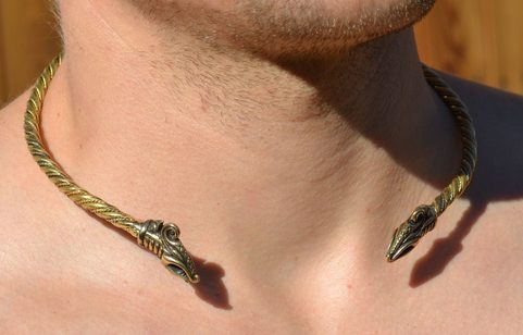 DREKI, NORSE DRAGON, BRASS TORC