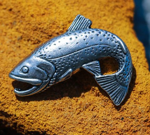 TROUT, FISH, FISHING PENDANT, ZINC ANTIQUE SILVER
