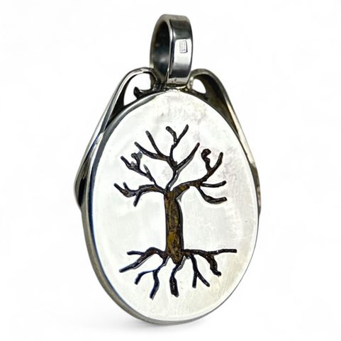 ARBOR VITAE, JASPE SERPENT, PENDENTIF EN ARGENT, AG 925/1000