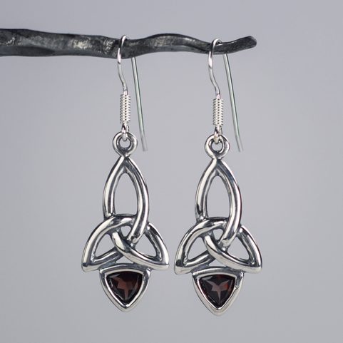 KIRA - BOUCLES D'OREILLES, ARGENT, GRENAT