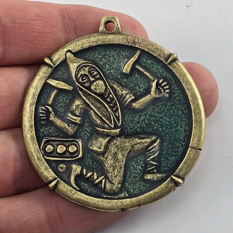 MEDIEVAL MINER – KUTTENBERG, PENDANT, ANTIQUE BRASS, ENAMEL
