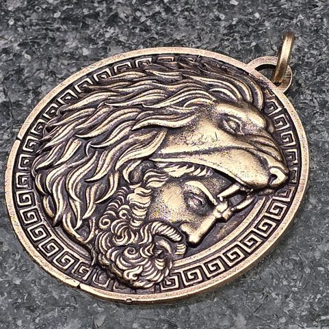 HERACLES, GREEK HERO, PENDANT, ZINC, ANTIQUE BRASS FINISH