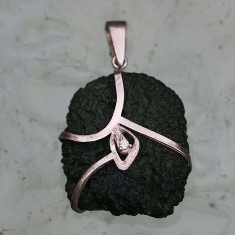 PERSEA - MOLDAVITE, SILVER PENDANT AG 925
