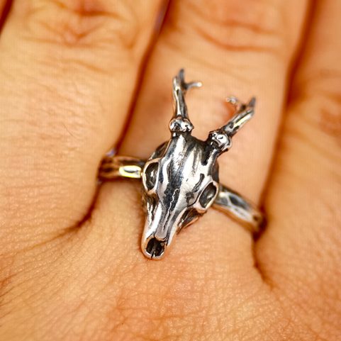 DEER - SKULL, RING SILVER