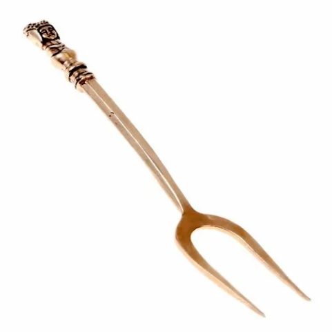 MITTELALTERLICHE GABEL MIT JUNGFRAU, MESSING