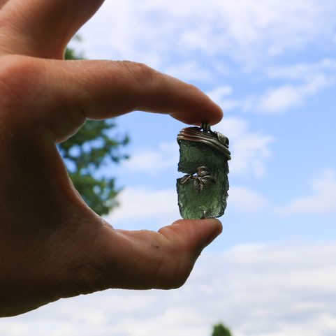 LESANA CZECH MOLDAVITE STERLING SILVER PENDANT