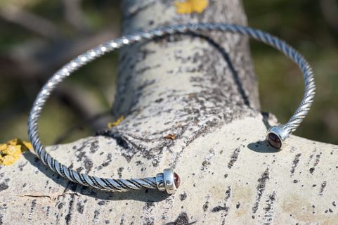 ALESIA, TORQUES EN ARGENT, GRENAT