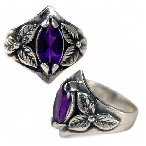 SHAMROCK, RING, AMETHYST, SILBER 925