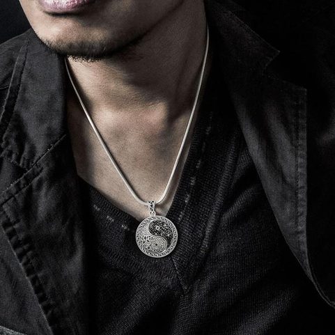 KNOTTED YING YANG, SILVER PENDANT