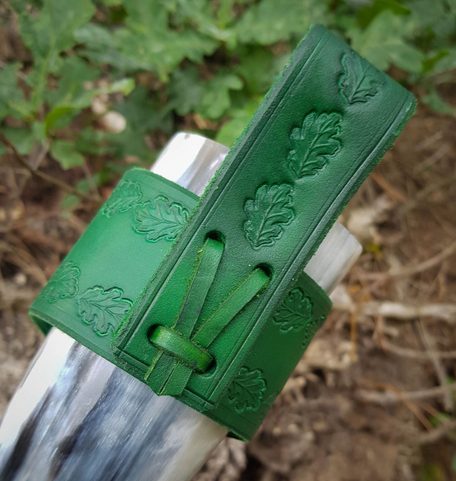 FEUILLE, PORTE-CORNE EN CUIR, VERT