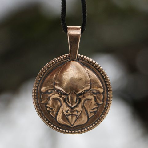 TRIGLAV SLAVIC GOD, BRONZE PENDANT