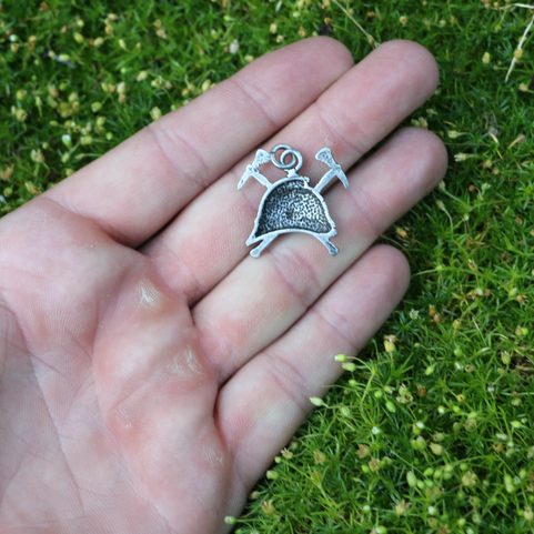 OLD FIRE HELMET - ZINC PENDANT, ANTIQUE SILVER