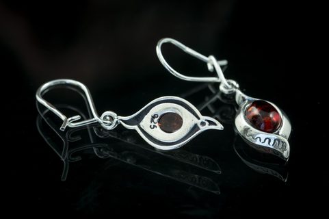 JARA, AMBER, EARRINGS, STERLING SILVER