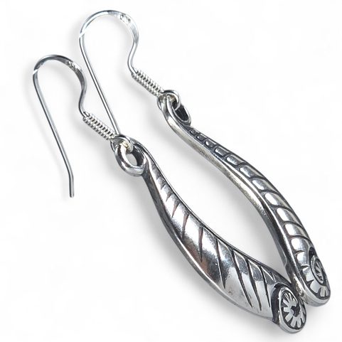 BOUCLES D’OREILLES EN ARGENT, FOUGÈRE, AG 925