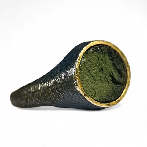 THEODORICUS SILVER MOLDAVITE RING