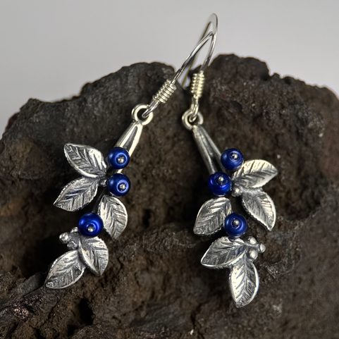BLUEBERRIES, EARRINGS, SILVER