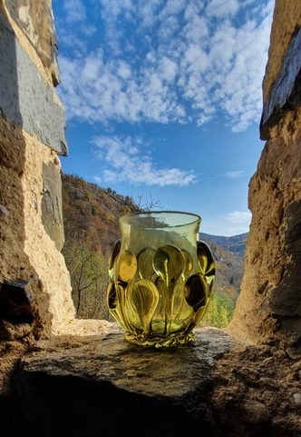 MEDIEVAL GOBLET - BOHEMIA, GREEN FOREST GLASS