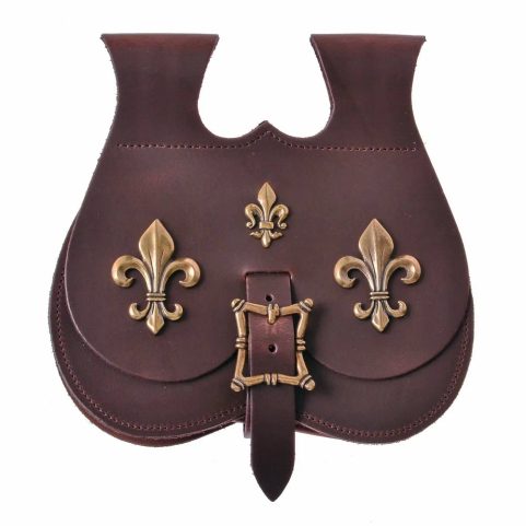 SACOCHE MÉDIÉVALE EN CUIR, FLEUR DE LIS