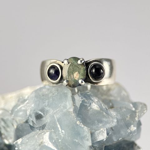 CITTADELLA, SILVER RING - LABRADORITE AND IOLITE, AG 925/1000