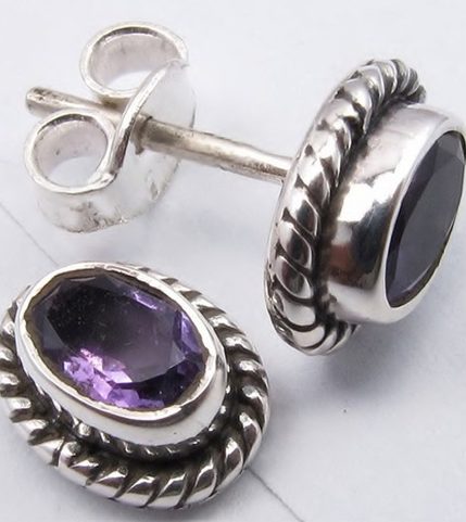 MEDUSA, SILVER EARRINGS, AMETHYST, AG 925/1000