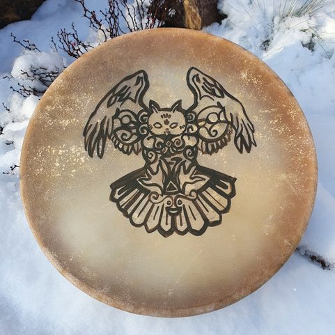 CELTIC OWL SHAMANIC FRAME DRUM 40 CM