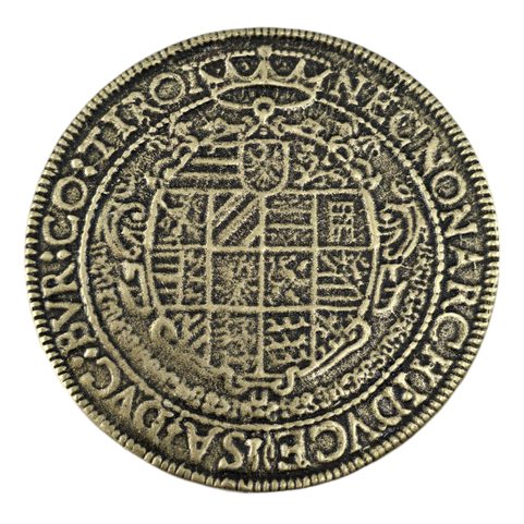 BOHEMIA, RUDOLF II 1576 - 1611 THALER, ZINC, COIN - REPLICA ANT.BRASS