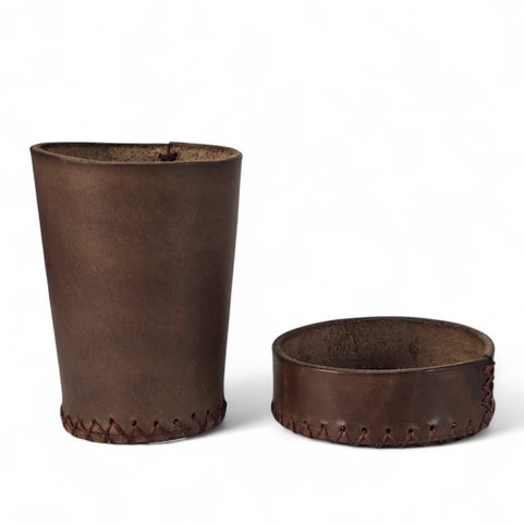 LEATHER CUP FOR DICE WITH LID