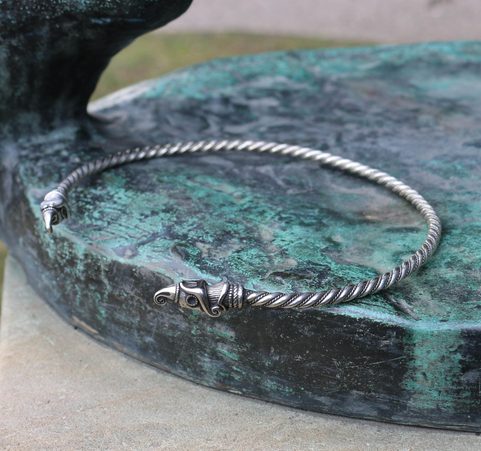 HUGINN AND MUNINN, VIKING TORC, SILVER