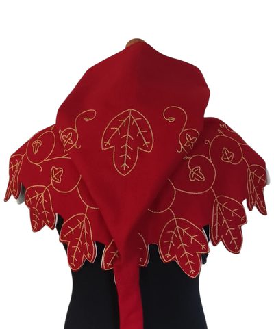 CASQUETTE MÉDIÉVALE, 15E SIÈCLE - BRODÉE, ROUGE