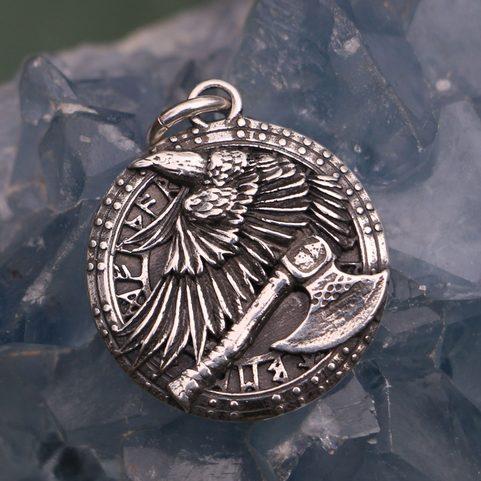 TO VALHALLA! VIKING BATTLE AMULET, SILVER 925