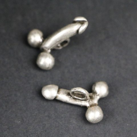 FASCINUS, ROMAN PHALLIC PENDANT, ZINC, ANTIQUE SILVER