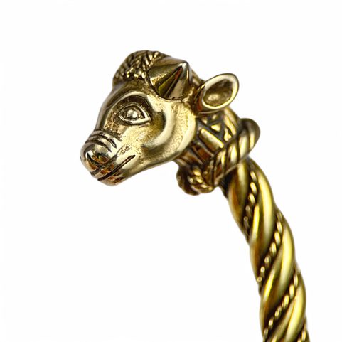 CELTIC BRACELET, BULL'S HEADS, TRICHTINGEN, BRASS