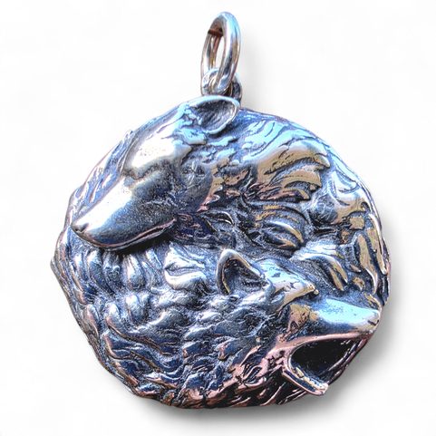 SILBER WOLFSANHÄNGER GERI UND FREKI AG 925