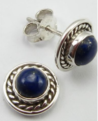 CAELIA, SILVER ANTIQUE EARRINGS, LAPIS LAZULI, AG 925/1000