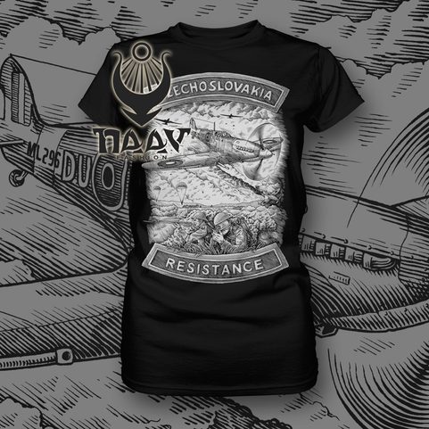 CZECHOSLOVAKIA RESISTANCE T-SHIRT LADIES BLACK