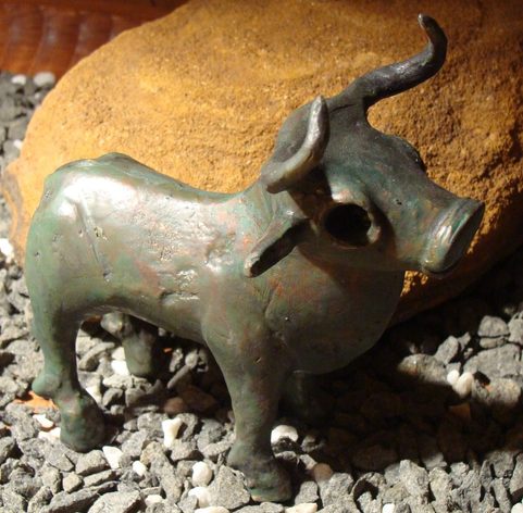 BULL STATUE FROM ADAMOV CAVE, MORAVIA, HALLSTATT AGE, REPRODUCTION