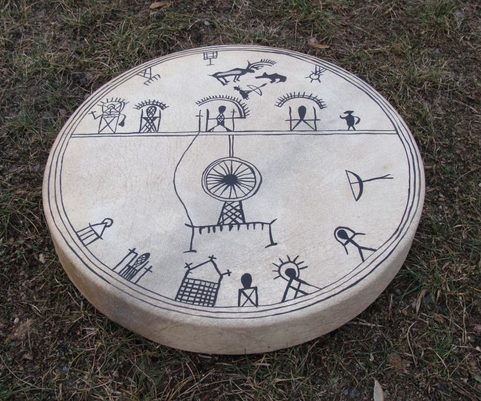 TAMBOUR TRADITIONNEL - PEINTURES SAMI - 40 CM