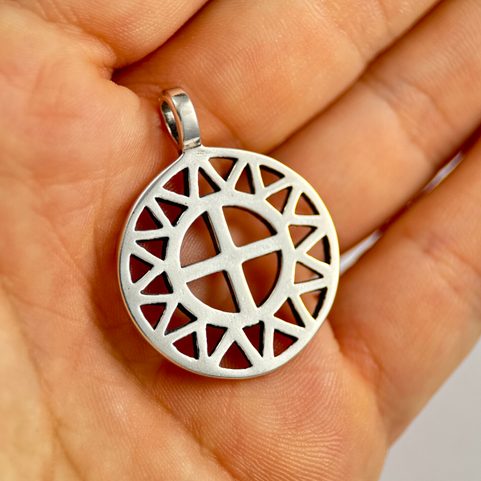SUN AND CROSS, SILVER PENDANT