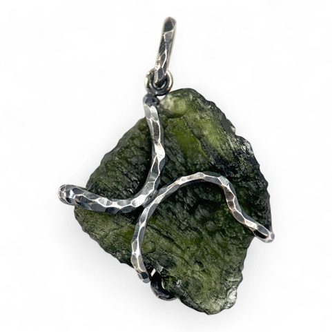 SERPENT, MOLDAVITE PENDANT, SILVER 925/1000