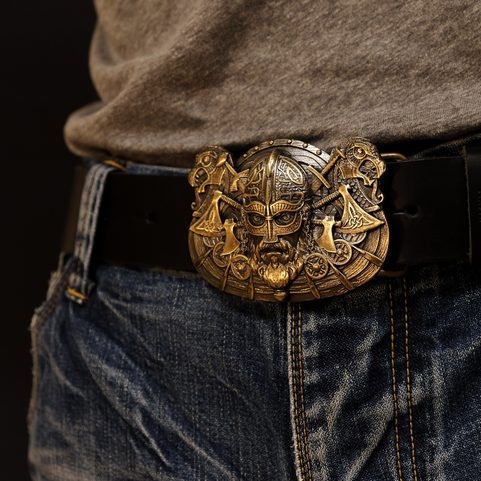 VIKING, BELT BUCKLE, BRASS