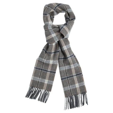 IRISH SCARF, FOXFORD GREY AND MINK CHECK