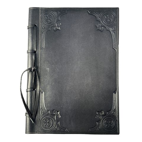 LEATHER CUSTOMIZED NOTEBOOK, UNLINED, BLACK