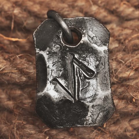 IHWAZ, FORGED IRON RUNE PENDANT