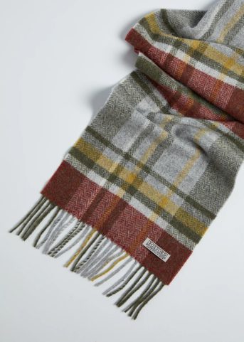 IRISH SCARF, FOXFORD RUST AND GREEN TARTAN