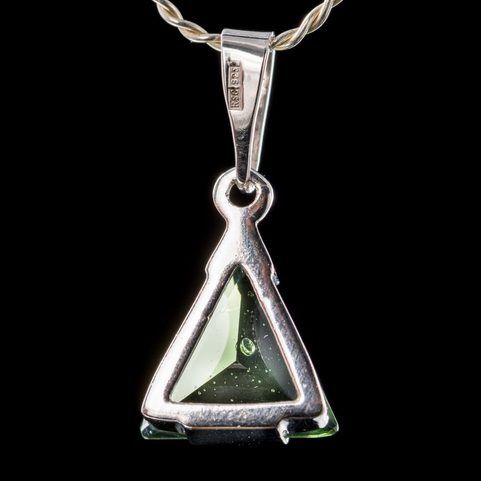 TARA, CZECH MOLDAVITE PENDANT, SILVER