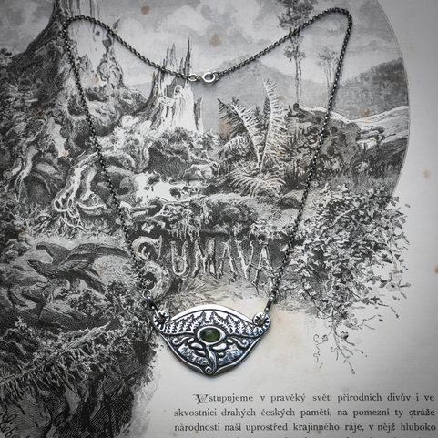 SPRING OF THE MOLDAU - MOLDAVITE, SILVER NECKLACE