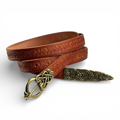 BORRE VIKING BELT EMBOSSED BROWN