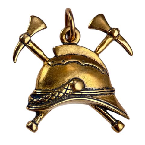 OLD FIRE HELMET - BRONZE PENDANT